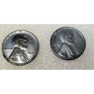 1943 Steel Wheat Penny Lot 2 WWII Lincoln Cents P&S Mint Marks Very fine to Fine
